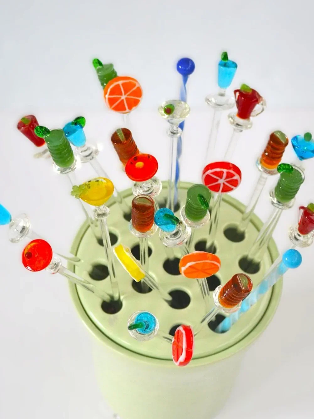 Glass Cocktail Stirrers Swizzlers Multicolor Barware